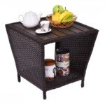Sodo bistro stalas su lentyna 50x50x48 cm (Ruda)