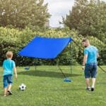 Lengvas paplūdimio paviljonas su aliuminio stiebais ir smėlio maišeliais (Mėlyna)