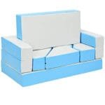 Daugiafunkcinė vaikiška sėdimoji grupė sofa lova stalas dėlionė (Mėlyna)