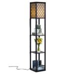 Moderni pastatoma lentyna su apšvietimu (Juoda)