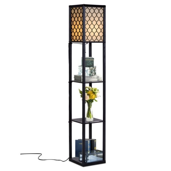 Moderni pastatoma lentyna su apšvietimu (Juoda)