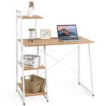 Rašomasis stalas su keturiomis lentynomis (Natūrali)