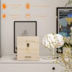 3 pakopų eterinių aliejų laikymo dėžutė su stalčiumi (Natūrali)