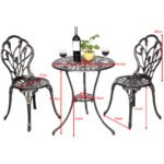 Aliuminio bistro komplektas su stalu ir 2 kėdėmis (Patina)