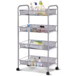 Daugiafunkcis vežimėlis su keturiomis lentynomis (Sidabrinė)