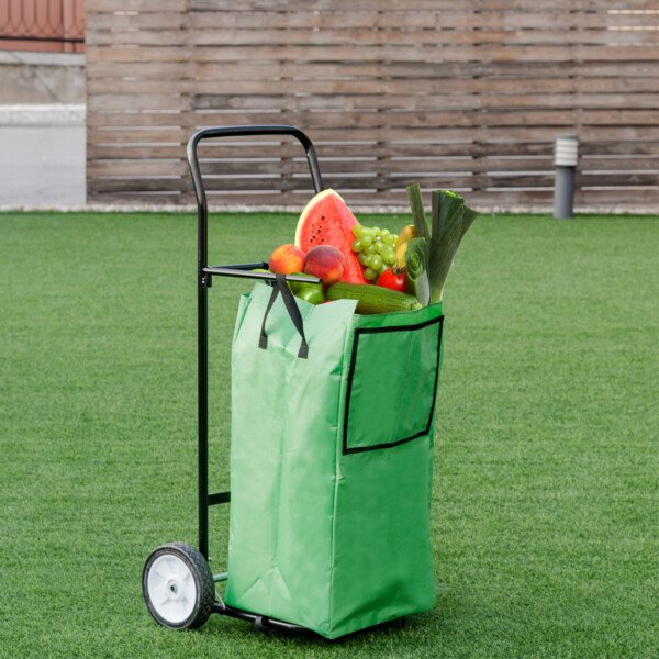 Sulankstomas pirkinių vežimėlis su 86L talpos krepšiu (Žalia)
