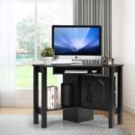 Kampinis kompiuterio stalas su didele darbo plokštuma 120 x 60 x 77 cm (Juoda)