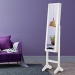 Kompaktiška papuošalų spintelė su LED apšvietimu ir veidrodžiu (Balta)