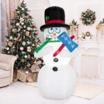 180 cm Kalėdinis prižiūrimas sniego senis su LED apšvietimu (Balta)