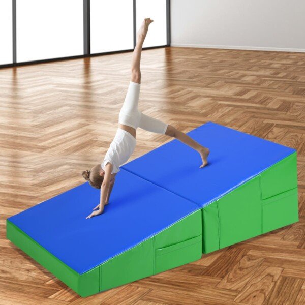 Sulankstomas gimnastikos čiužinys su užtrauktukais (Mėlyna ir žalia)