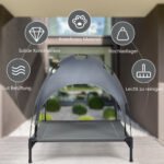 Pakeltas šunų gultas su stogeliu (Pilka)