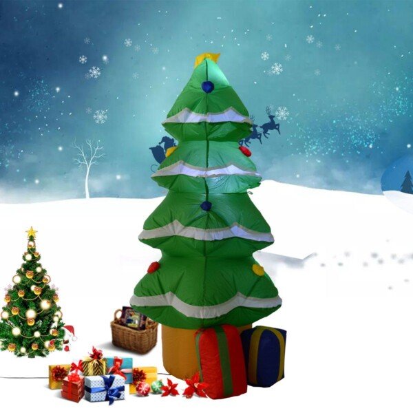 Pripučiamas LED Kalėdų medis su integruotu pūstuvu (Žalia)