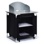 Nešiojama lauko virtuvėlė su dviejomis lentynomis (Juoda ir balta)