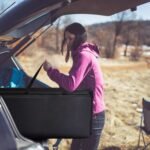 Nešiojama kempingo virtuvėlė su 6 skyriais ir stalviršiu (Juoda)