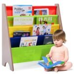 Vaikiška keturių skyrių knygų ir žaislų lentyna (Natūrali)