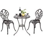 Aliuminio bistro komplektas su stalu ir 2 kėdėmis (Patina)
