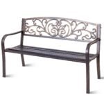 Ketaus sodo suoliukas 2-3 asmenims su atlošu ir porankiais (Bronzinė)