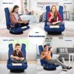 Sulankstomas grindų krėslas su 360° pasukimu (Mėlyna)