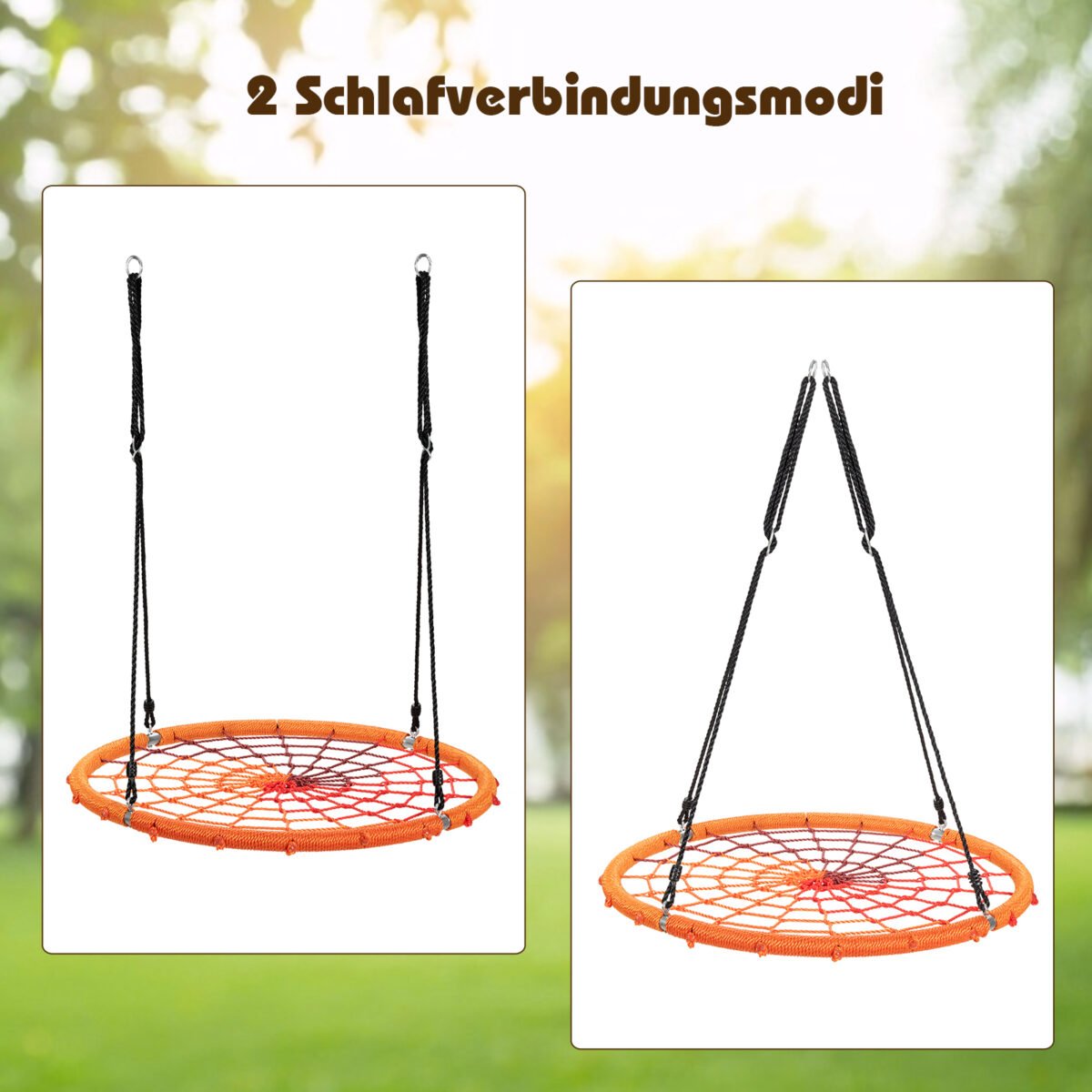 Sūpynės tinklelis su reguliuojamu aukščiu (Ø100cm) (Oranžinė)