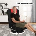 Reguliuojamas sukamas grindų krėslas su atlošu (Raudona)