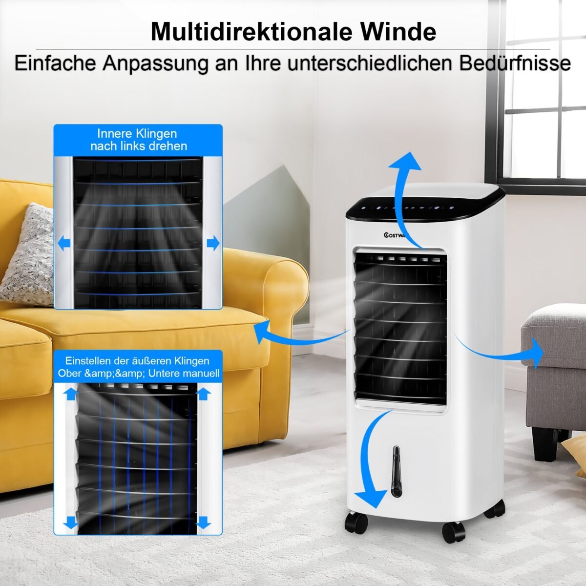 Mobilus oro aušintuvas su drėkinimo ir valymo funkcijomis (Balta)