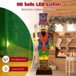 Kalėdinis rusų kariuomenės kareivis su kardu ir LED apšvietimu 184 cm (Spalvotas)