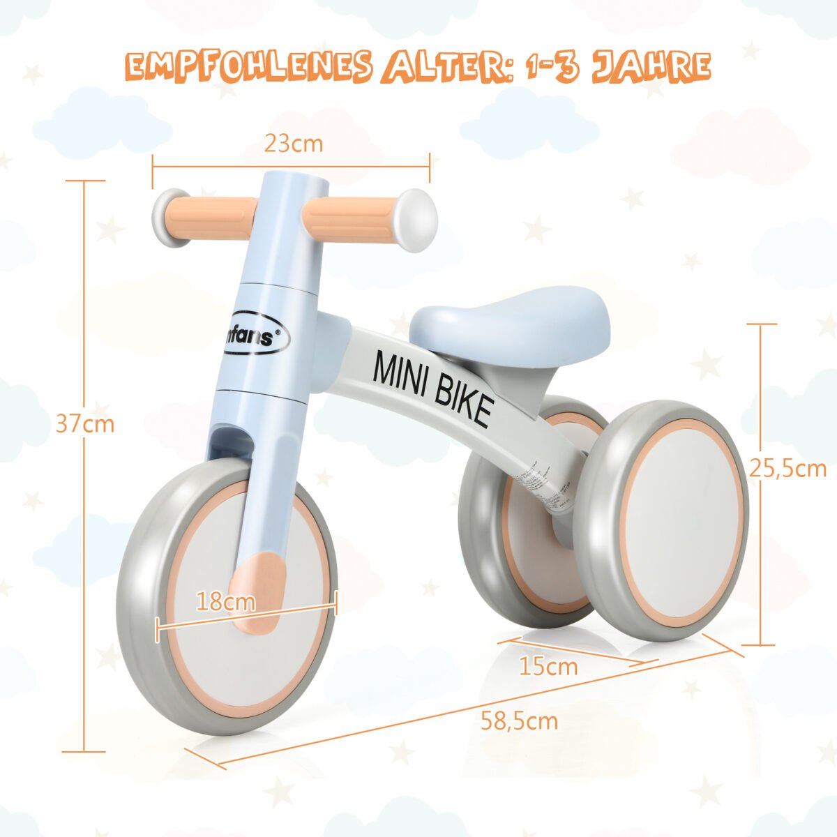 Vaikiškas balansinis dviratukas (Mėlyna)