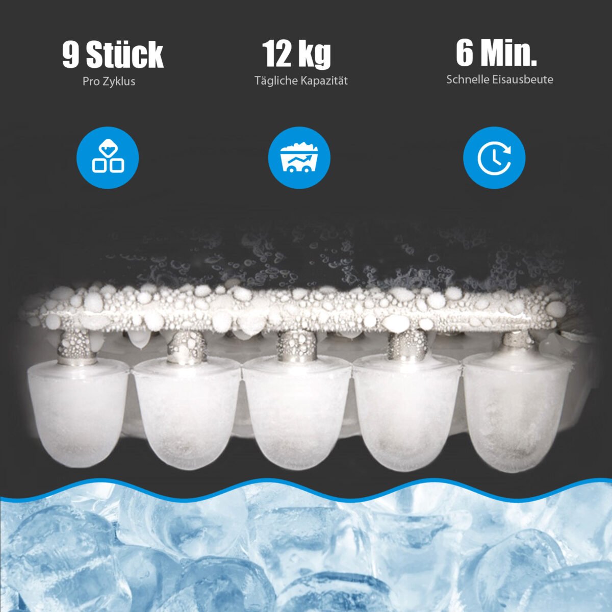 Nešiojama ledo gaminimo aparatas (Mėlyna)