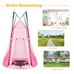 Erdvi lizdinė sūpuoklė su palapine 100 cm skersmens iki 150 kg (Rožinė)
