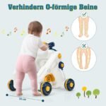 3 viename vežimėlis ir žaidimų automobilis su muzika ir šviesomis (Mėlyna ir balta)
