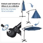 Skėtis su LED apšvietimu ir 360° sukimosi funkcija 300 cm (Mėlyna)