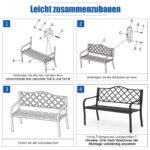 Parko suoliukas su atlošu ir porankiais 128 cm (Juoda)