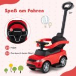 3-in-1 vaikiškas automobilis su stūmimo rankena (Raudona)