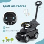 Vaikiškas automobilis su stūmimo rankena ir pedalais (Juoda)