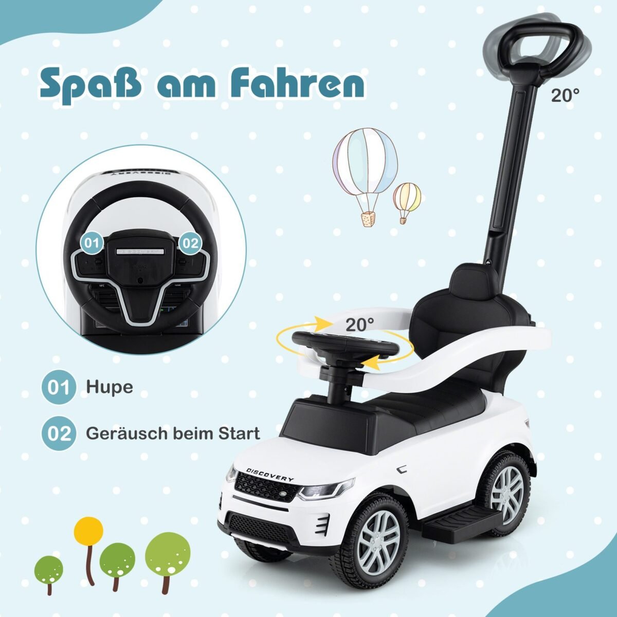 Transformuojamas automobilis su stumdoma rankena (Balta)