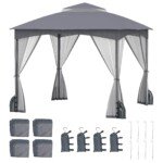 Sodo pavėsinė su tinkleliu nuo vabzdžių 3x3m (Pilka)