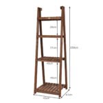 Medinis gėlių stovas su keturiomis lentynomis (Ruda)