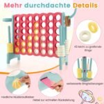 Didelis žaidimas „Keturi iš eilės“ su krepšinio lanku ir metimo žiedu (Šviesiai mėlyna)