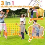 Dviračio žaidimų rinkinys: 4 iš eilės krepšinio metimas ir žiedų mėtymas (Rožinė)