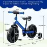 Vaikiškas balansinis dviratis 4in1 su reguliuojamu vairu (Mėlyna)