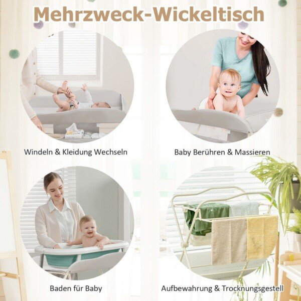 Reguliuojamo aukščio sulankstomas vystymo stalas su praustuve (Pilka)