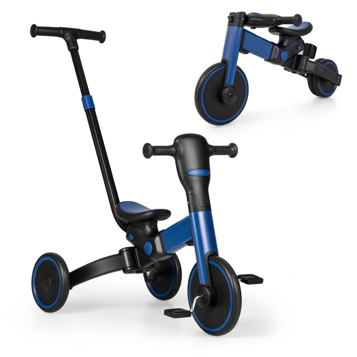 4-in-1_kinder-dreirad-ts10057bl_1_ Vaikiškas 4in1 triratukas su stumimo rankena ir nuimamais pedalais (Mėlyna)