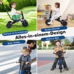 Vaikiškas 4in1 triratukas su stumimo rankena ir nuimamais pedalais (Mėlyna)