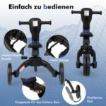 Vaikiškas 4in1 triratukas su stumimo rankena ir nuimamais pedalais (Mėlyna)