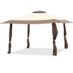 Didelė 4m x 4m palapinė su dvigubu stogu (Ruda)