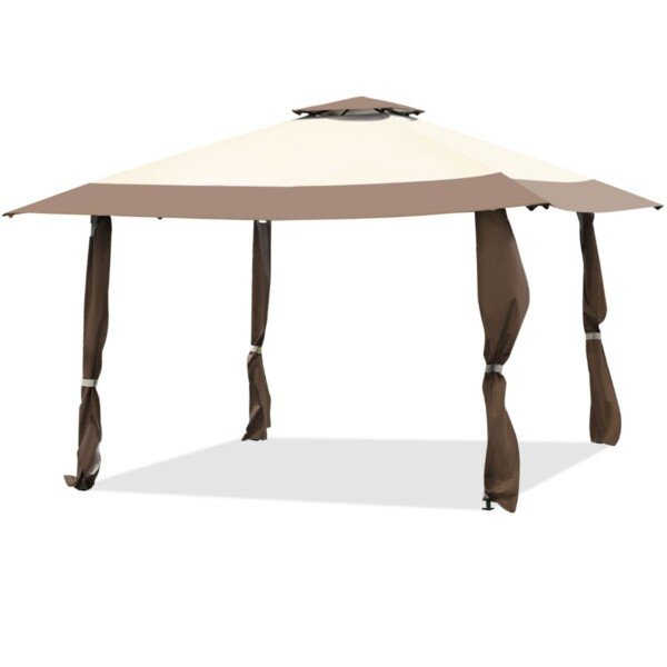 Didelė 4m x 4m palapinė su dvigubu stogu (Ruda)