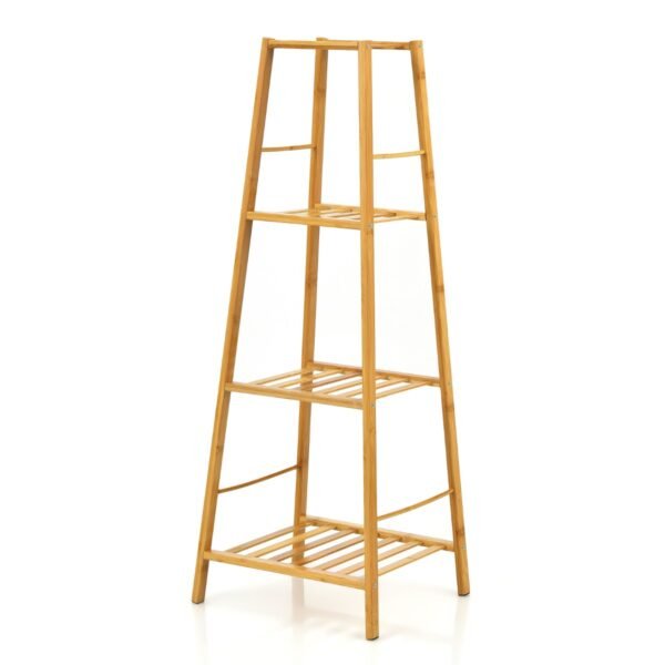 Bambukinė 4 pakopų gėlių lentyna (Natūrali)