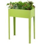 Metalinis pakeltas lysvės su didele augalų plote (Žalia)