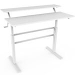 Reguliuojamo aukščio stalas su monitoriaus atrama (Balta)