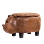 Vaikiškas pufas-arkliukas su daiktadėže ir dangčiu (Ruda)